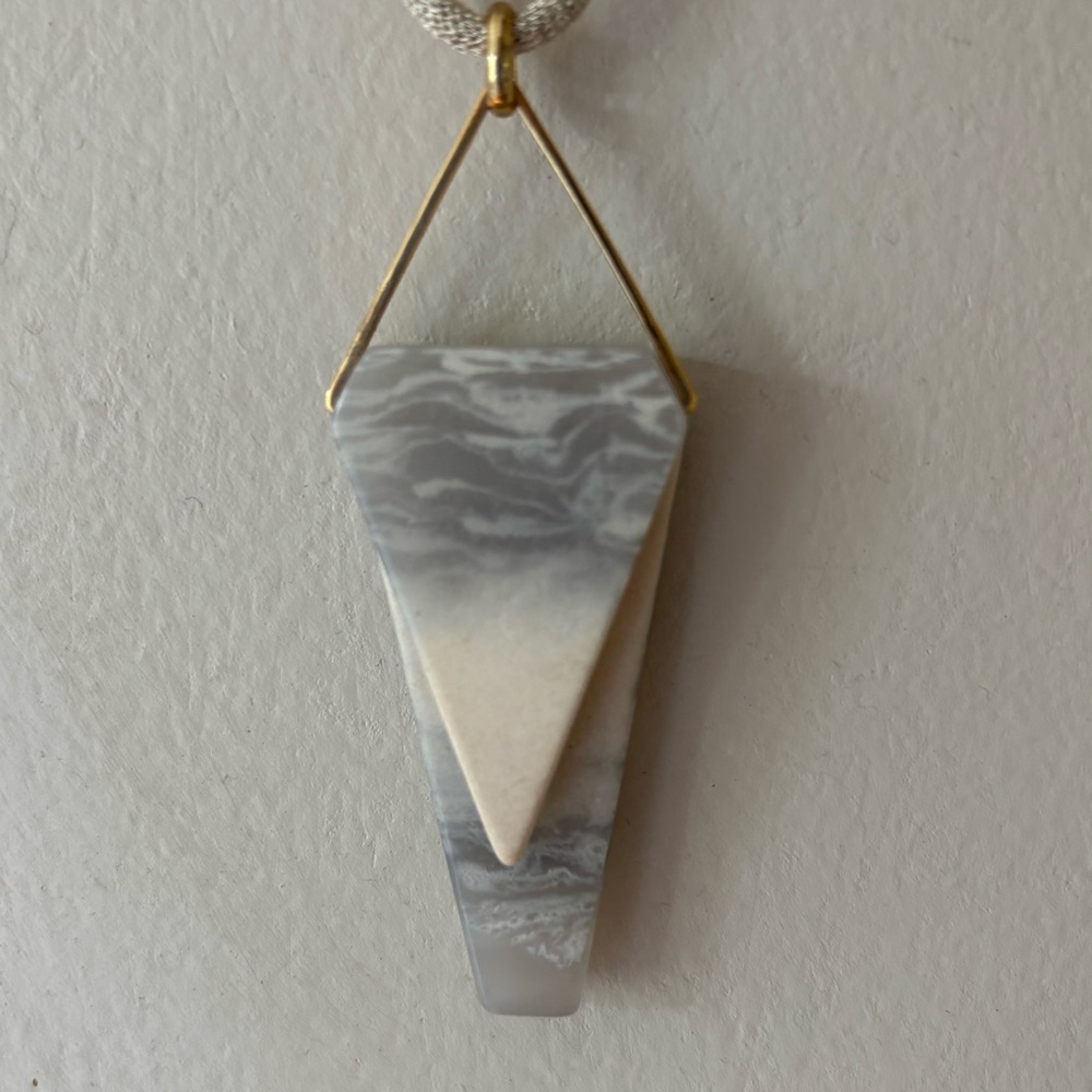Lafayette 148 New York Faux Stone Pendant Necklace with Gold and Gray 35 Inch